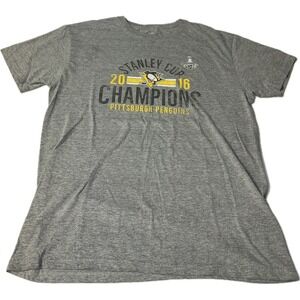 Pittsburgh‎ Penguins 2016 Stanley Cup Champions Gray T-Shirt Fanatics Men's XL